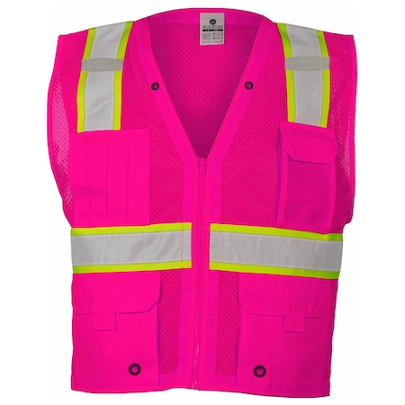 4X-5X Pink Enhanced Visibility Multi Pocket Vest